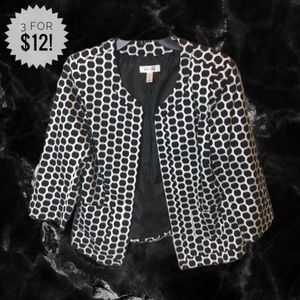 Dressbarn Polka Dot Jacket in Black & White Size M